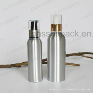 Bouteille d&#39;emballage en crème cosmétiques en argent avec distributeur de lotion de luxe (PPC-ACB-056)